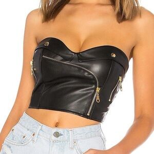 Superdown Lexy Moto Faux Leather Corset